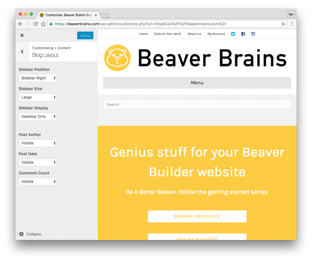 beaver builder blog settings