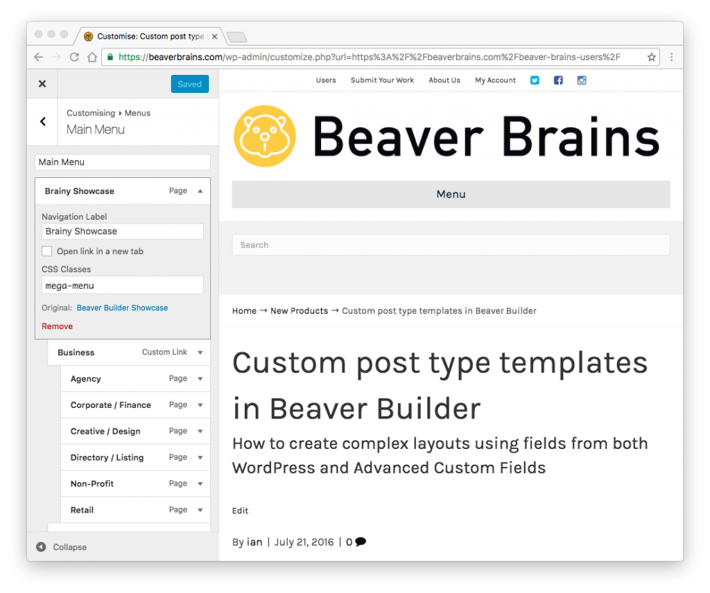 beaver builder mega menu